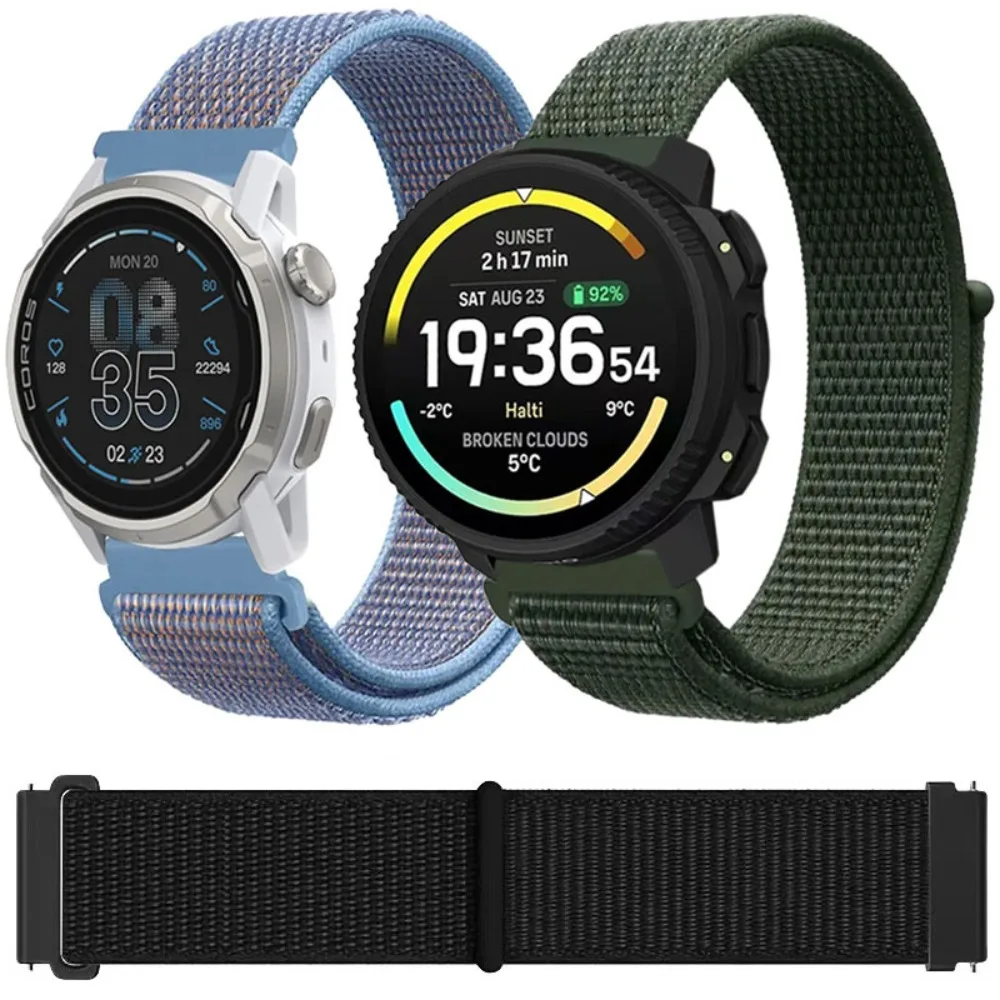 20/22mm Nylon Loop Strap for COROS APEX 2-4 42mm PACE Pro/3-2 Replacement Wristband Suunto Vertical 2 Race 2-1-S/Run/Ocean Belt