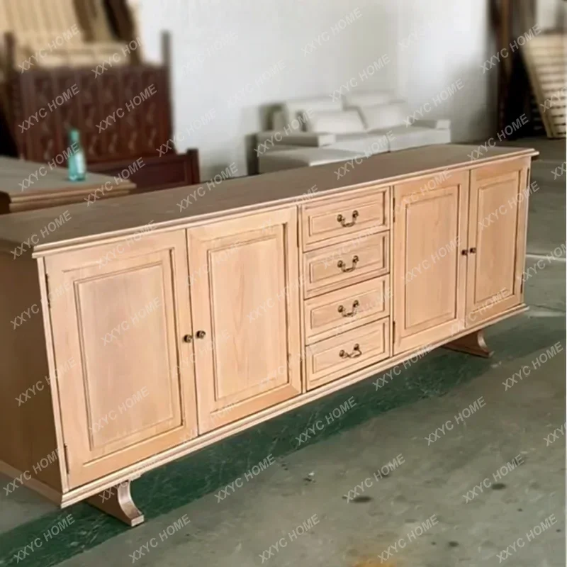 

MMJ Living Room Cabinet Vintage Solid Wood Storage Cabinet Ash Wood Distressed TV Cabinet Dining Side Large Living Room Can