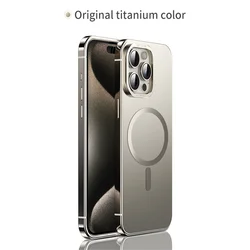 For iPhone 15 Pro Max Case Luxury Titanium Steel Frame Acrylic Magsafe Cover Shockproof Funda For iPhone 15 Pro Max 15 Pro Case