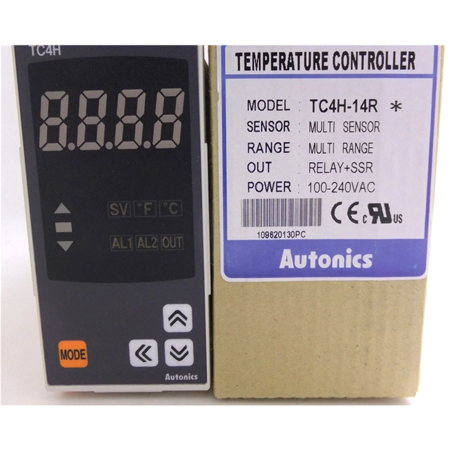 TC4H-14R Temp Control, 1/8DIN, Single display 4 Digit, PID Control, Relay & SSR Output, 1 Alarm Output, 100-240 VAC
