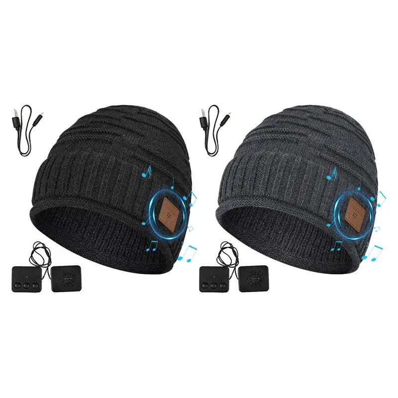 Outdoor BT Headphone Unisex Men Women Winter Warm Hat Beanie Music Speaker Wireless Cap Headphones For Riding Cycling