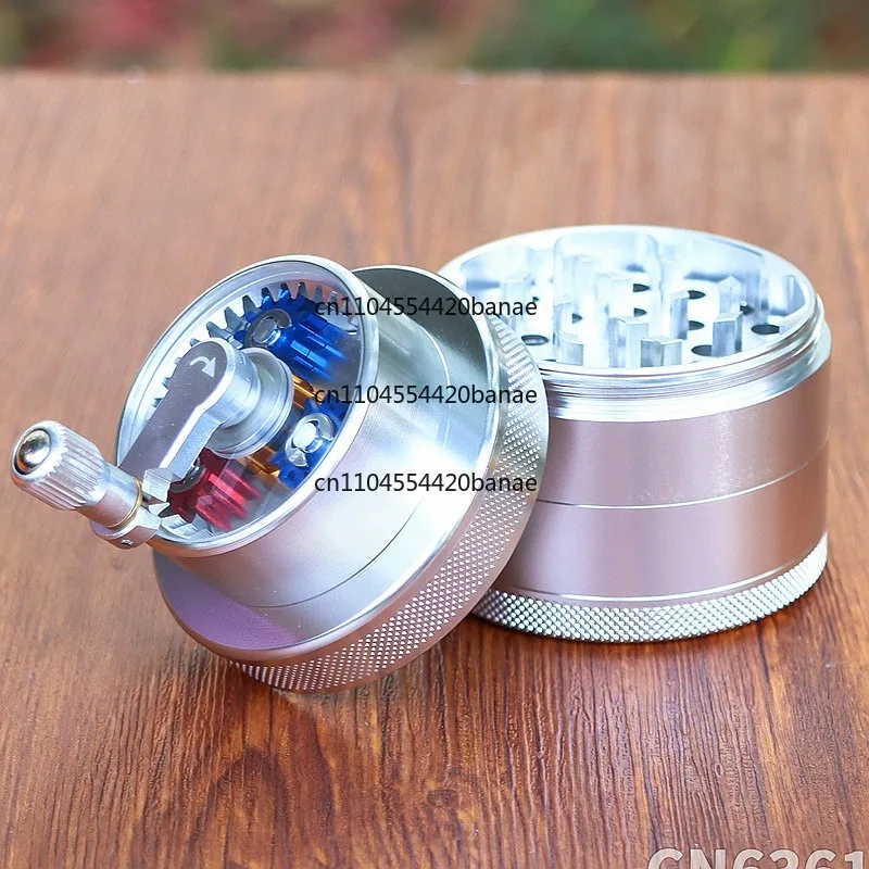 63Mm four-layer hand-crank cigarette grinder sunroof metal broken pipe grass grinder