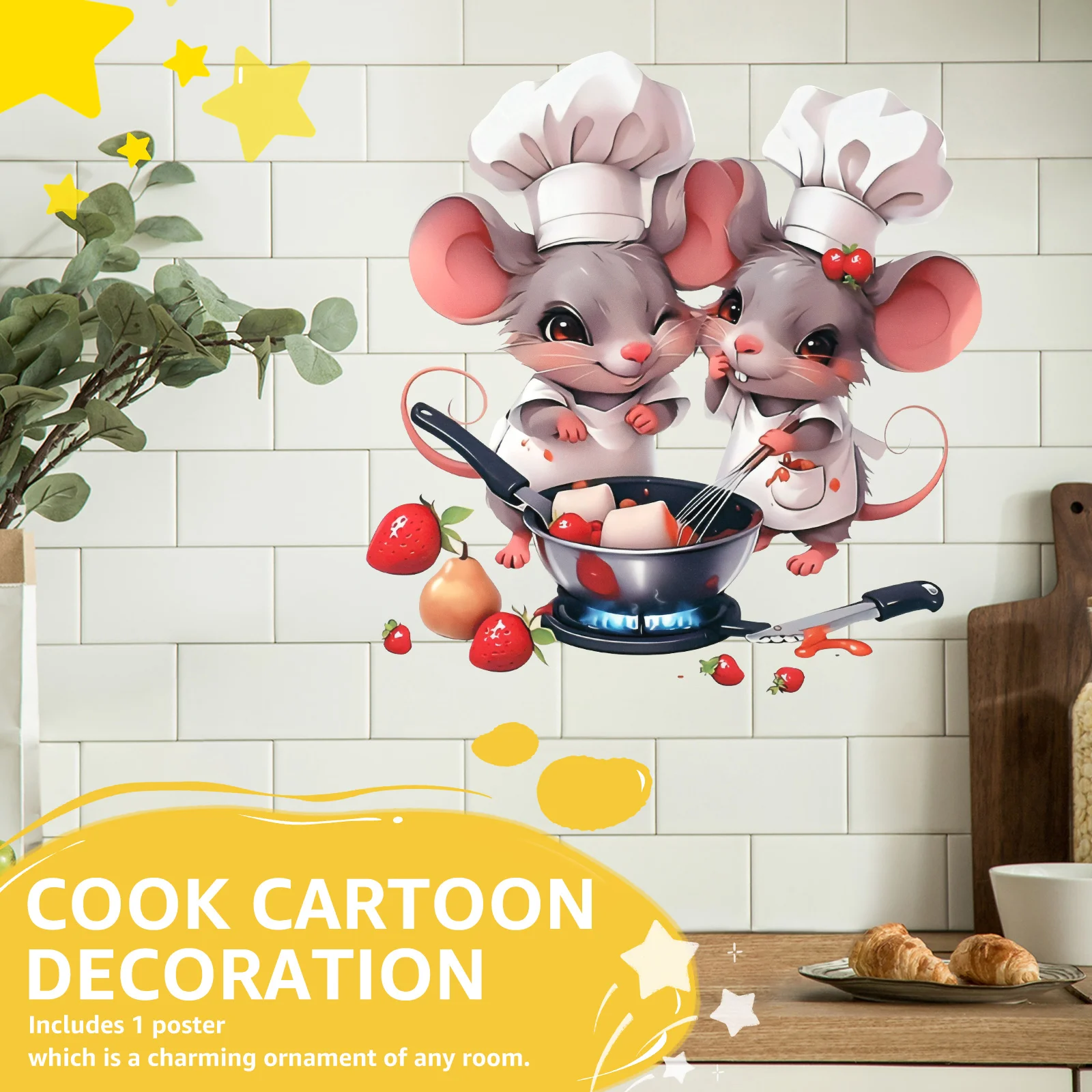 Wall Decal Whimsical Removable PVC Wall Sticker for Cafe Cabinet Dining Area Cute Room and Home Decor Baby Nursery Wall Decals