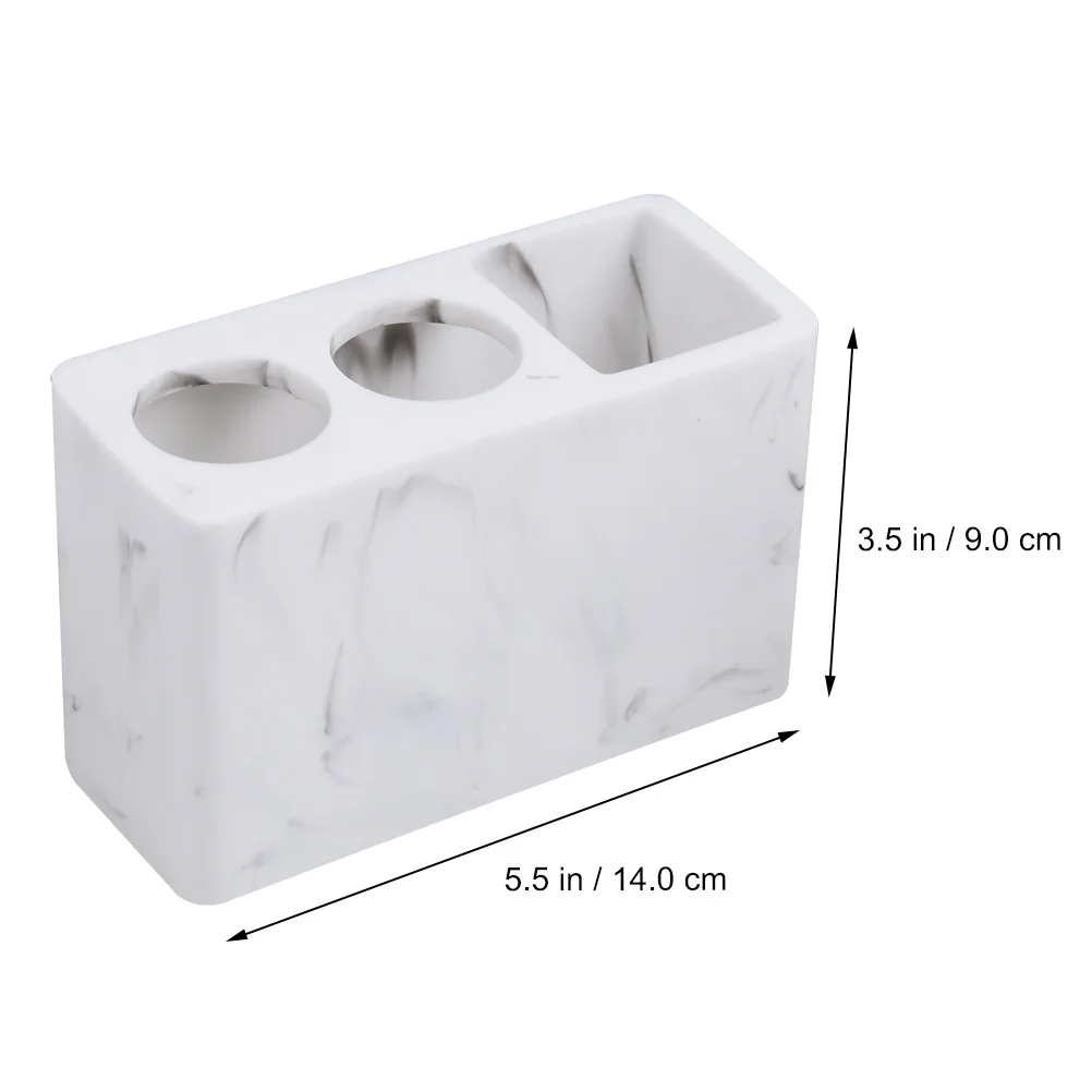 3 Compartments Bathroom Toothbrush Stand Resin Marbled Grain Toothpaste Holder Bathroom Toothpaste Storage Rack Pedestal
