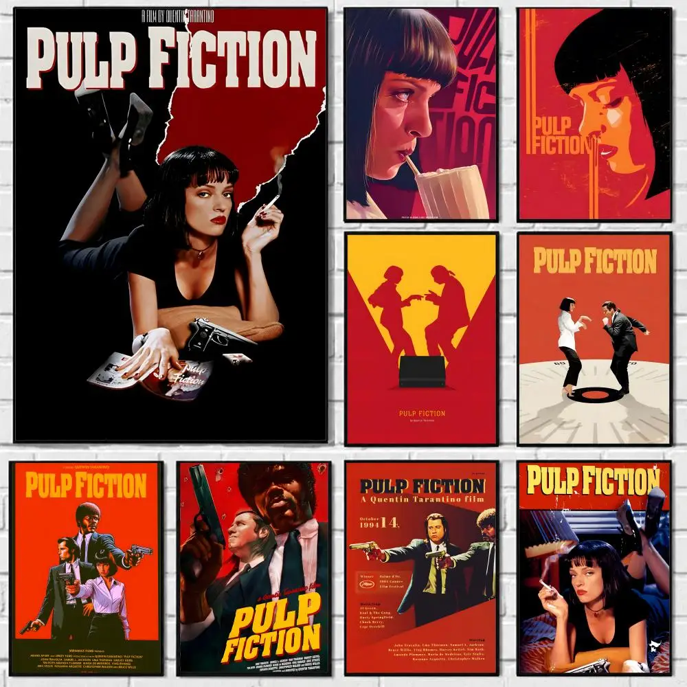 Movie Pulp Fiction Poster Self-adhesive Art Waterproof Paper Sticker Coffee House Bar Room Wall Decor