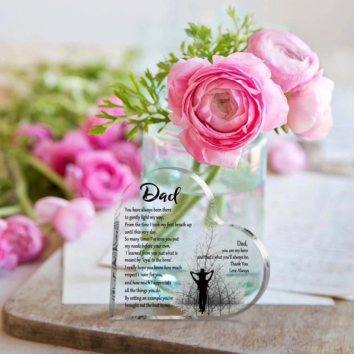 1–3 Stück herzförmige Acrylplakette für Papa, Geburtstag, Vatertag, dankbares Zitat, gesegneter Wunsch, Gedenkstätte, Andenken, Geschenk, Dankeschön, Papa – Detail 10