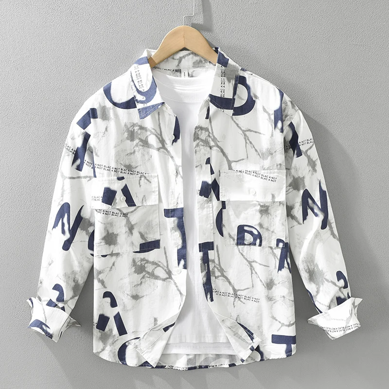 

2026 Spring men Lapel Loose 100% cotton Long Sleeve Shirt Men's Fashion Casual Large Size Versatile Breathable shirts men M-3XL