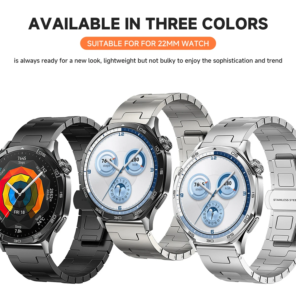 화웨이 워치 GT5 Pro GT4 GT3 4 4 Pro용 22mm 티타늄 밴드, 아마즈핏 밸런스 원플러스 워치 3 2R용 고급 리얼 티타늄 브레이슬릿