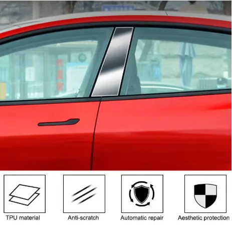 Für Tesla Model 3/Y 2017-2025 A-Säulen- und B-Säulen-Schutzfolie TPU Kratzfeste Folie Auto-Verschleißschutzfolie Farbwechselfolie – Detail 4
