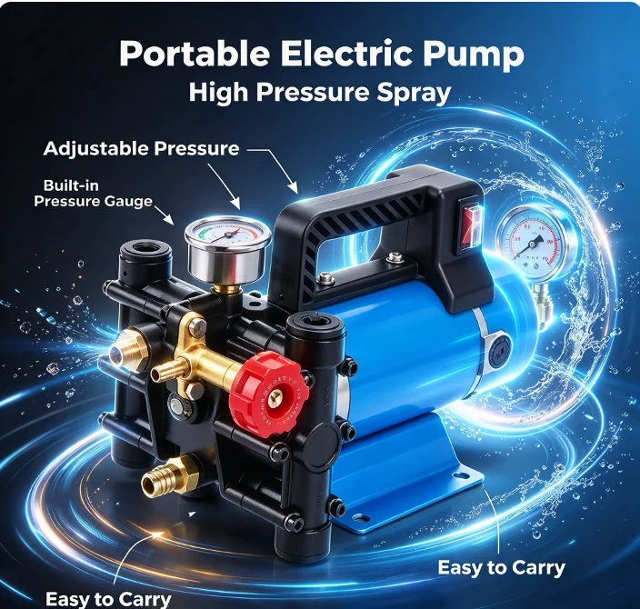Portable High Pressure Plunger Pump 12V 24V 48V 60V 220V Double Cylinder Electric Sprayer for Fruit Tree Pesticide High Quality