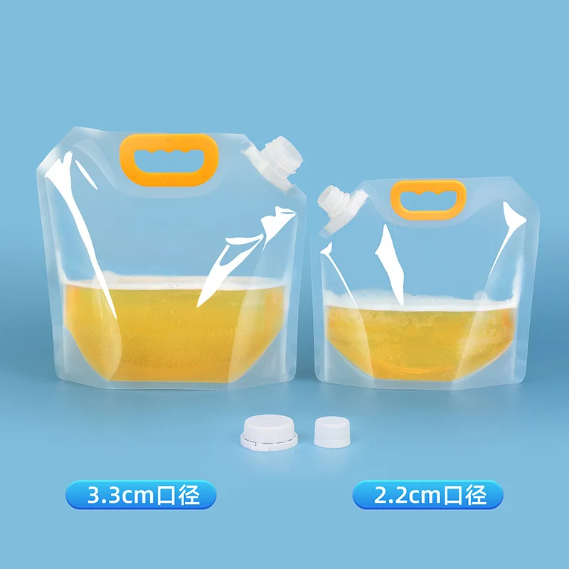 100pcs Large Capacity Reusable Liquid Clear Drink Stand Up Pouch With Spout 1/1.5/2.5/5 Litre Plastic Collapsible Spout Pouch