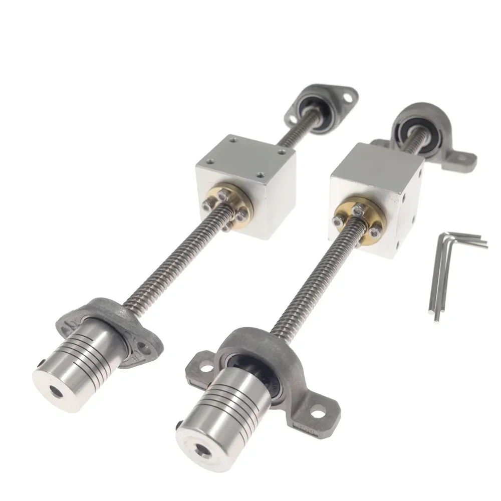 3D Printer CNC T8 Screw Set Horizontal Screw Rod or Vertical Screw Rod Pitch2mm Lead8mm Length100mm200mm300mm450mm500mm800mm