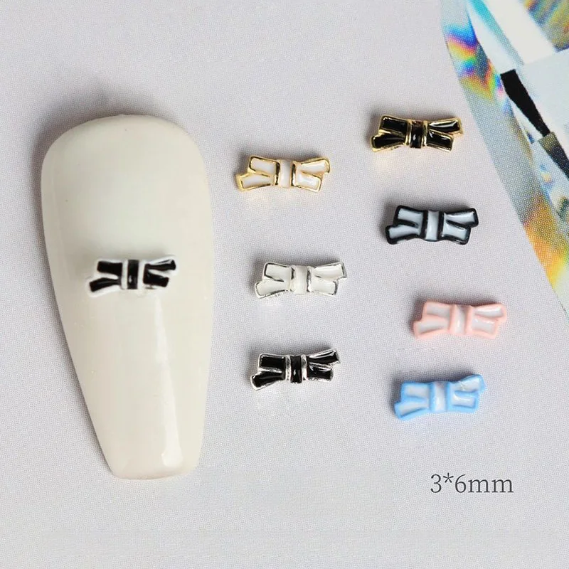 20pcs Kawaii 3D Ballet Ribbon Bowknot Nail Art DIY Accessories White Black Pink Ballerina Girl Alloy Charms for Decorations