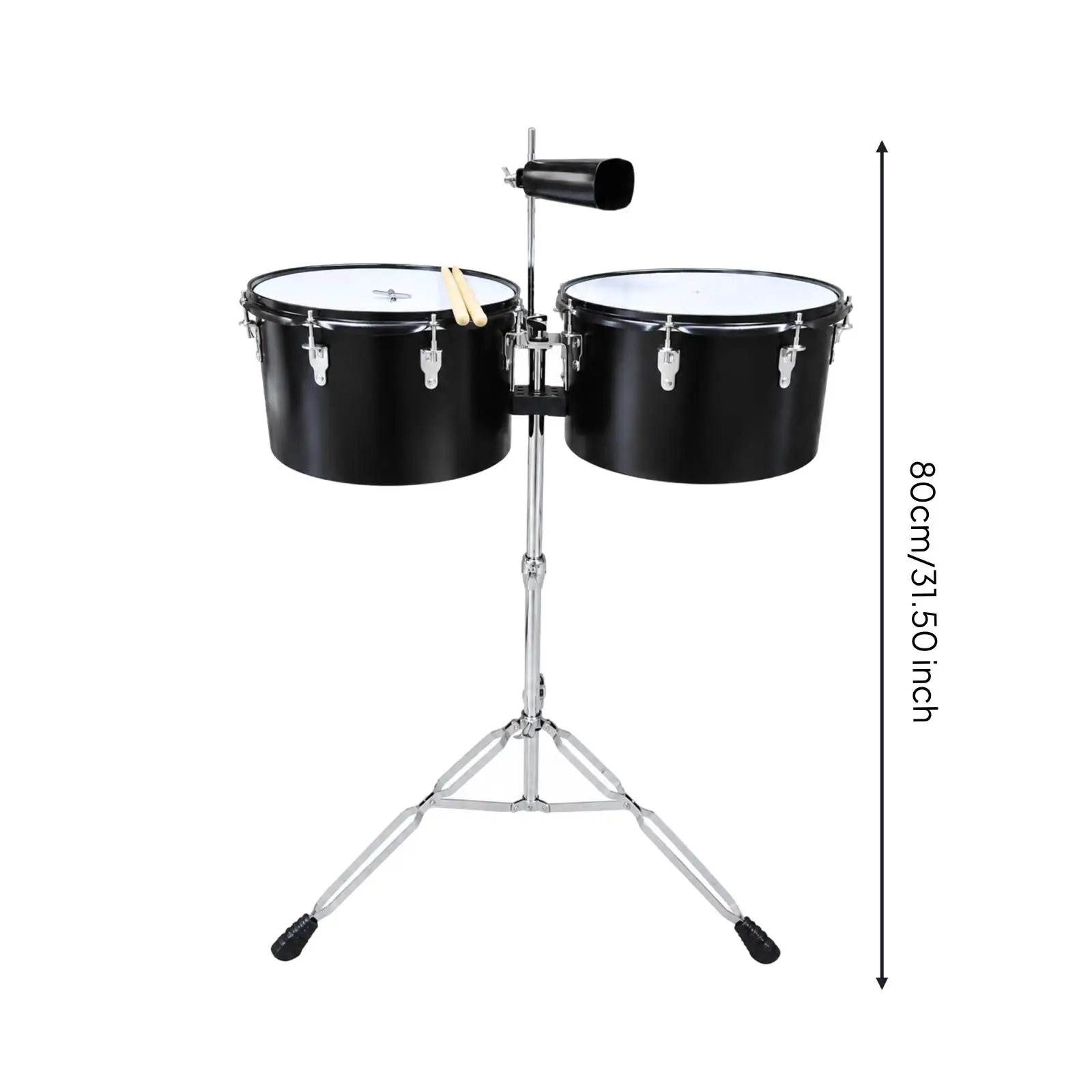 Timbales Drum Set Steel Shell with Drumsticks for Concert Performance and Studio Recording Sessions
