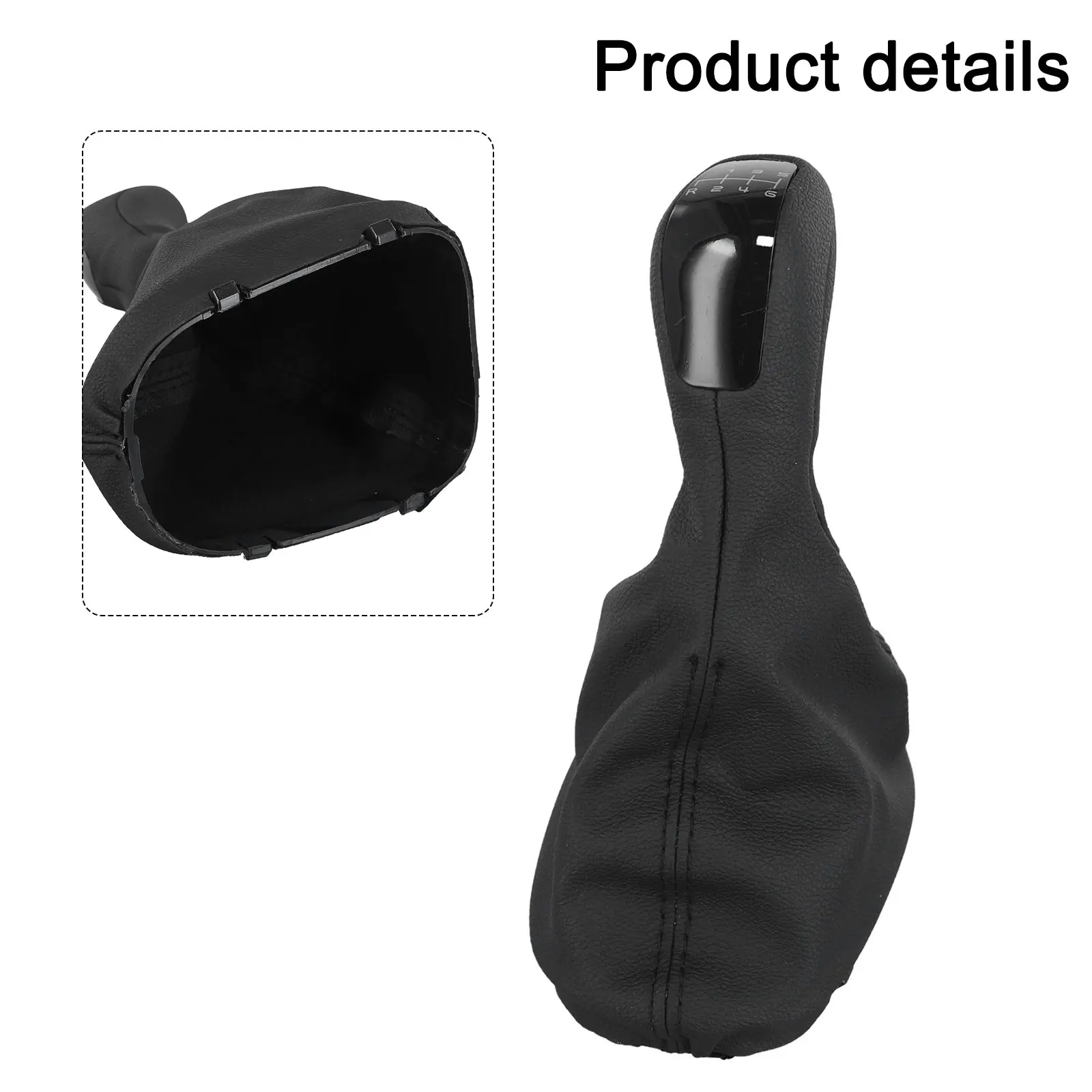 Black Gear Shift Knob Car Interior Upgrade Direct Replacement Part Easy Installation Process Premium PU Leather Design
