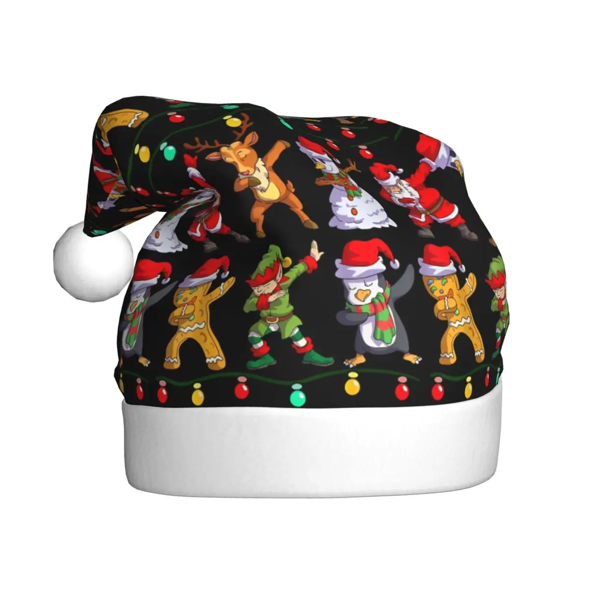 Christmas Dabbing Santa Elf Deer Friends Xmas Plush Kawaii Christmas Hats for Adult Men Women Santa Hat Cap Xmas Accessories