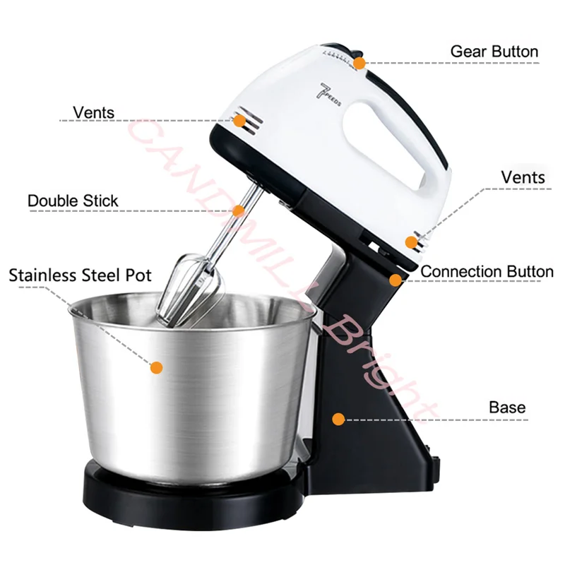 Multifunction Food Blender Electric Household Table Stand Cake Dough Mixer Handheld Egg Beater Baking Whipping Cream Machine