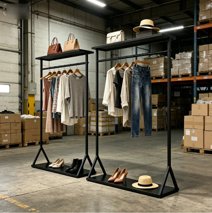 Clothing Storeiron  Store Hanger Floor Internet Celebrity Women's Clothing Children's  Vertical Thin Leg