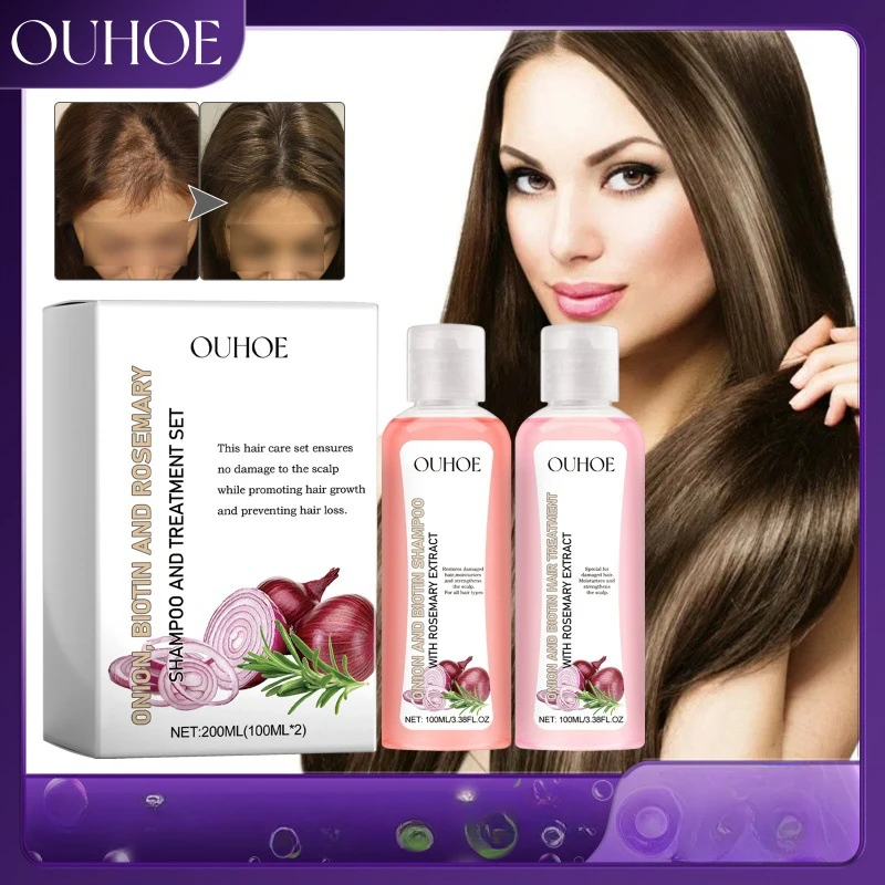 

Onion Biotin Rosemary Hair Washing Set for Revitalizing and Restoring Hair with Hydrating Coconut Oil Shampoo and Conditioner