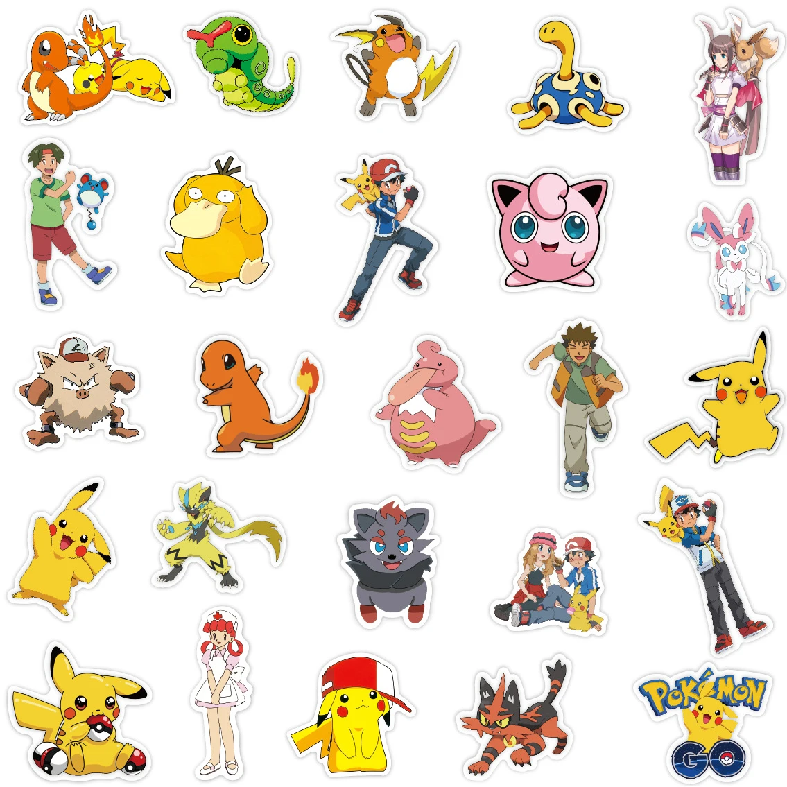 50/100Pcs Cartoon Pokemon Pikachu Stickers Party Favors Gifts for Fun Laptop Skateboard Guitar Suitcase Waterproof Stickers