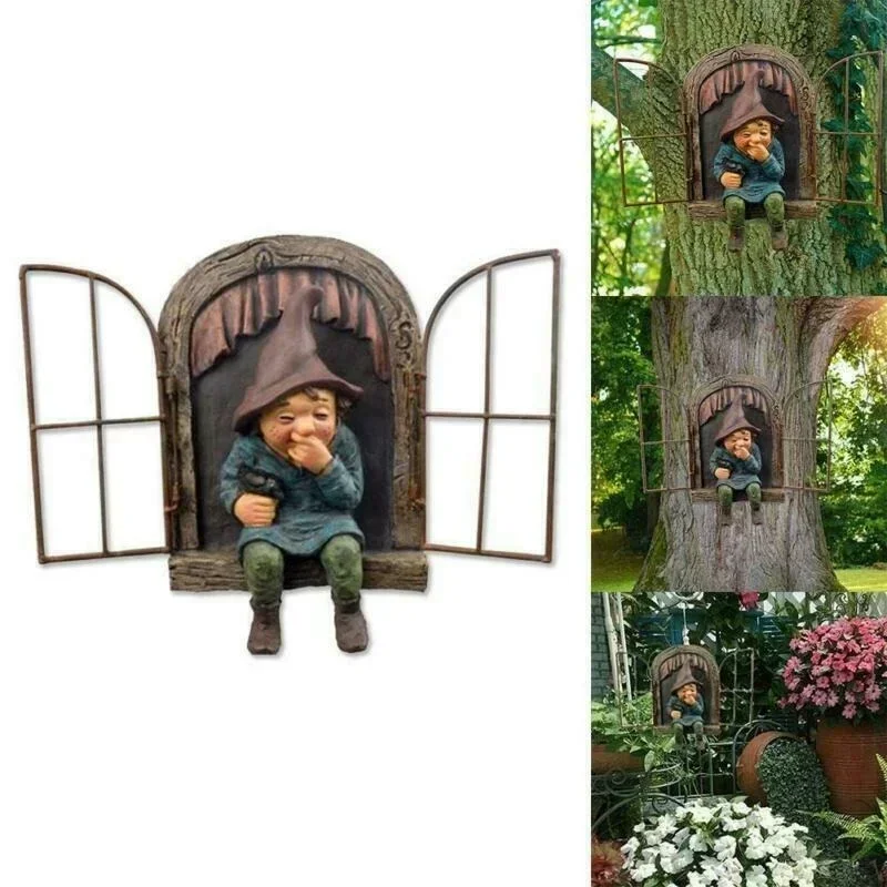 

Elf Go Out Tree Hug Suitable for Home Courtyard Porch Decoration Garden Decoration Outdoor Decor Creative Garden Statue