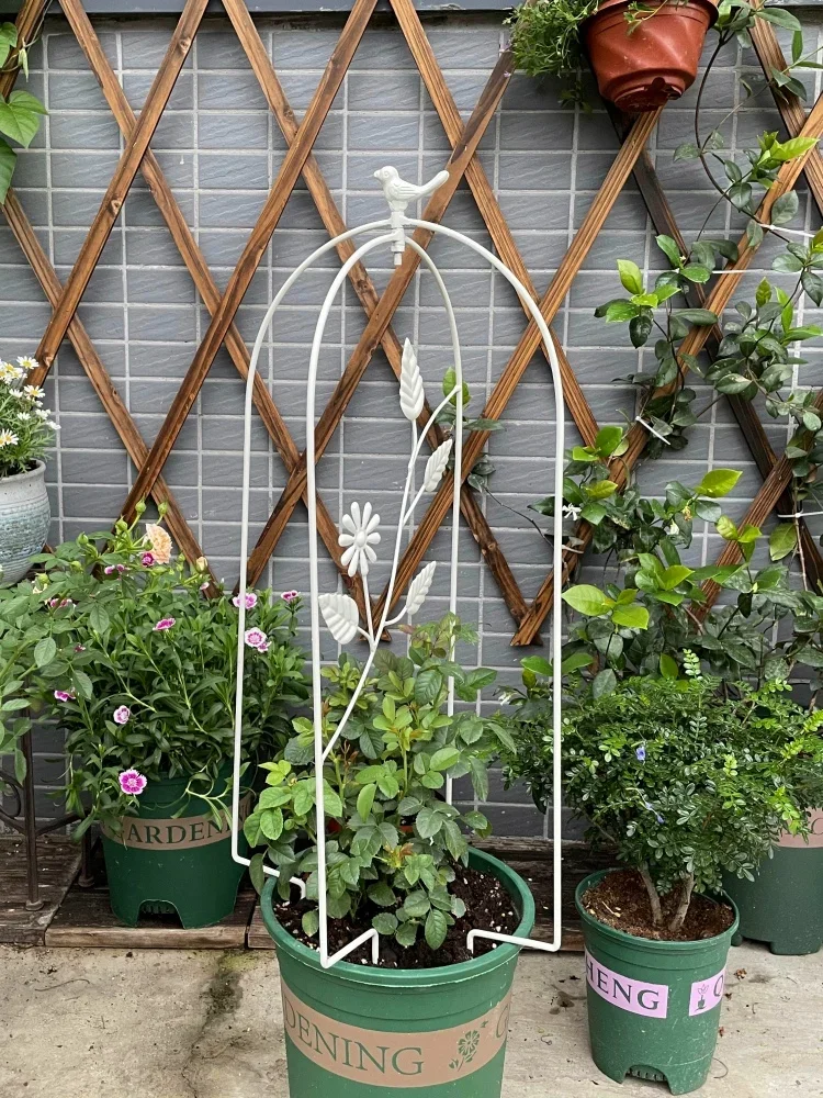 Wrought iron folding bird cage climbing vine frame balcony decorative flower stand retro indoor courtyard garden decorative