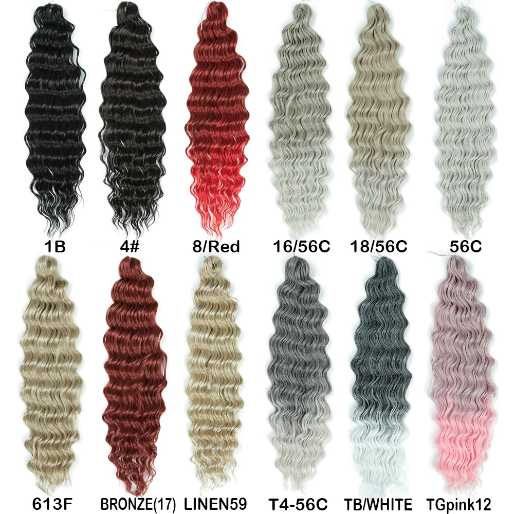 ALIBABY Anna Estensioni dei capelli intrecciati sintetici Sciolti ondulati profondi 24 pollici Treccia lunga Capelli Ombre Marrone Torsione Capelli all'uncinetto