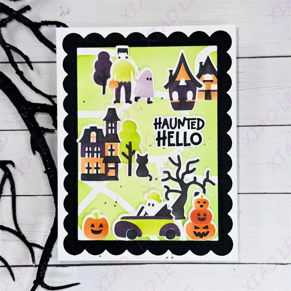 Happy Halloween Haunted Boo Metallo Fustelle Stencil per Scrapbooking Timbro Album fotografico Decorativo Goffratura Taglio Die Carta fai da te