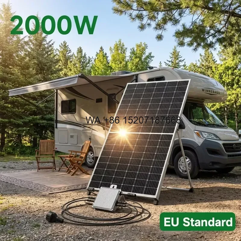 Wmwmnu 2000W Monocrystalline Silicon Home Balcony System Kit Plug Play Grid Tie Micro Inverter MPPT 230V AC Waterproof IP67