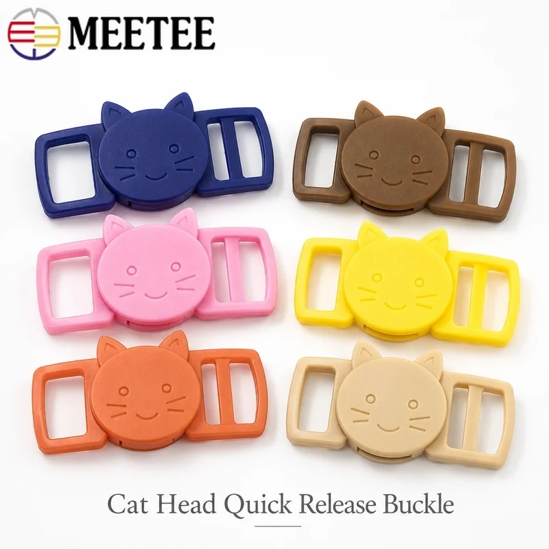 20/50/100Pcs 10mm Cat Head Quick Release Buckle Plastic Side Clasp for Small Pet Collar Narrow Webbing Strap Decorative Fastener