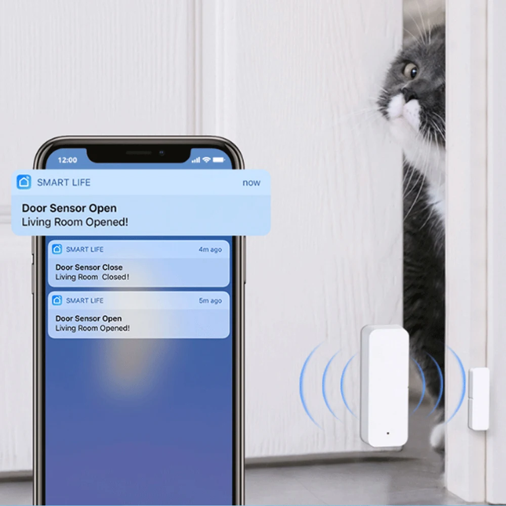 スマートドアセンサーTuya wifi zigbee,ドアセンサー,オープン/クローズド,ウィンドウセンサー,Smartlife,Google Home,alexaで動作