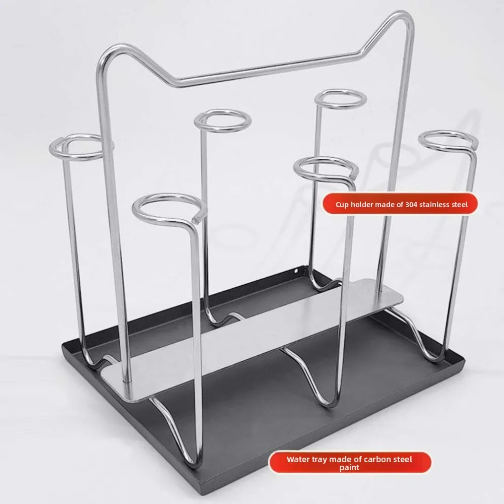 

Stainless Steel Cup Drying Rack Large Capacity Saving Space Glass Cup Storage Rack Storage Accessories with Handle