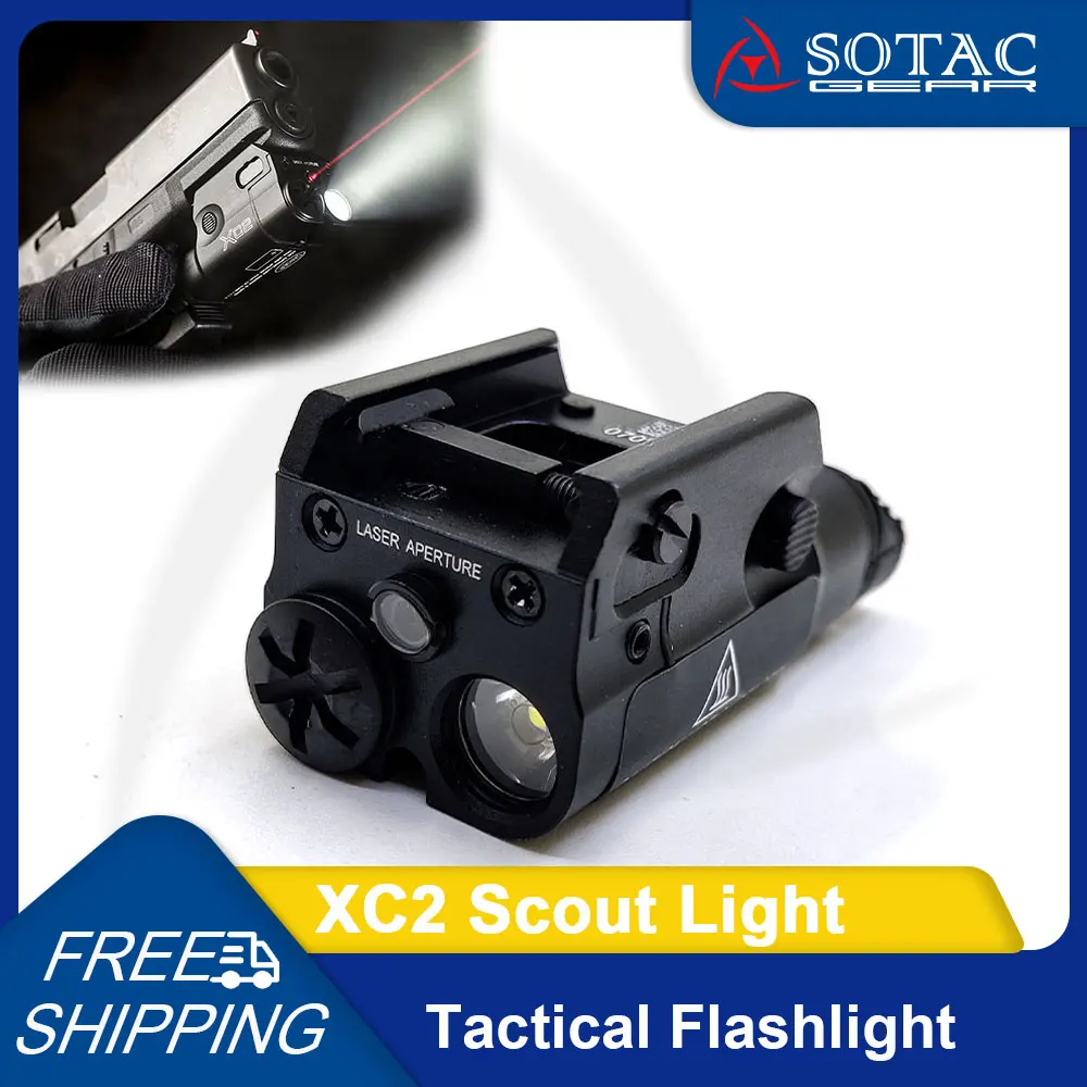 Aluminum XC2 Light with Red Dot Laser Tactical Scout Light Fit 20mm Rail Hunting Tactical Flashlights SOTAC GEAR