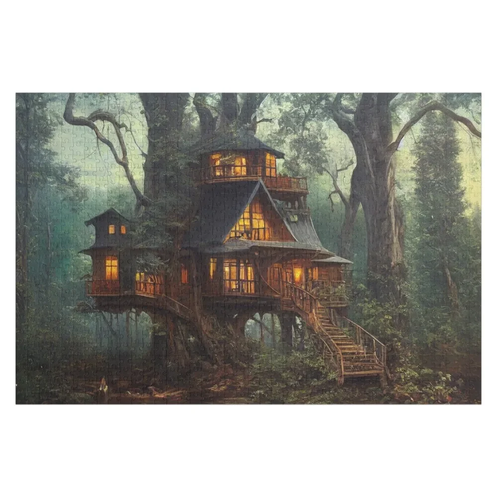 Treehouse Jigsaw Puzzle nome personalizzato legno foto personalizzata bambino personalizzato per bambini Puzzle