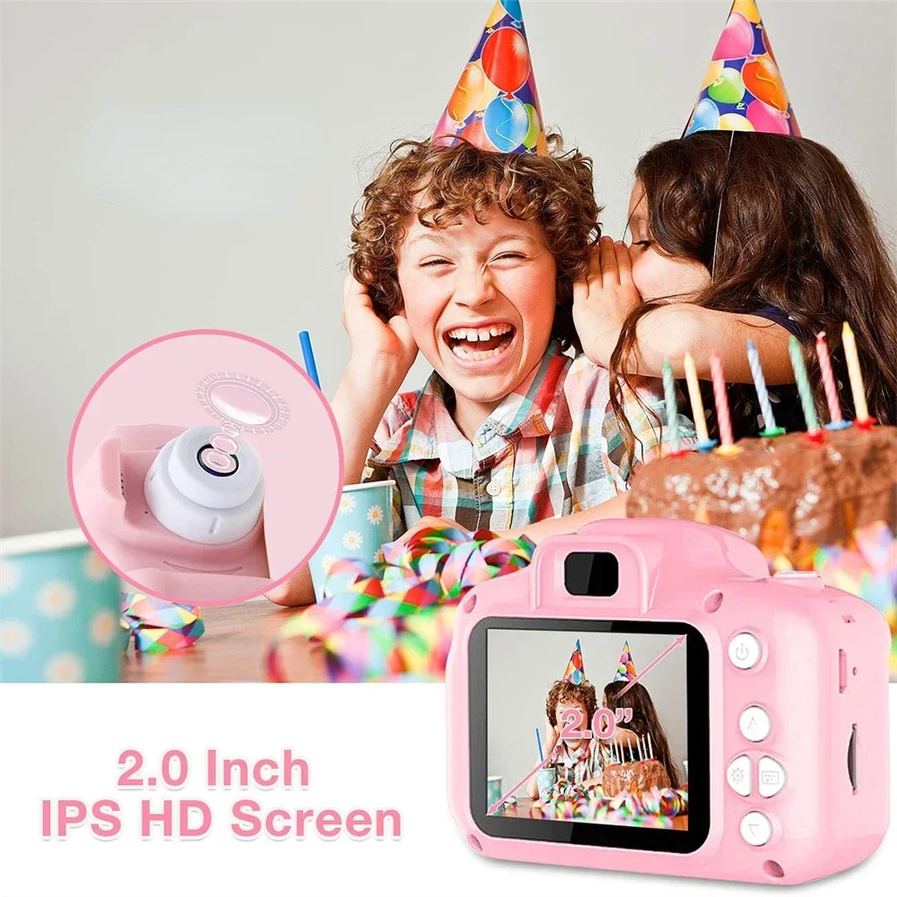 Kids Photo Camera Toys 1080P HD Digital Video Camera 2.0 Inch Screen with Cartoon Case 32GB Card for Birthday Festvial Gifts