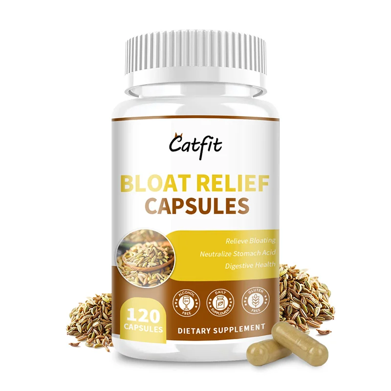 Catfit cápsulas de alivio de Bloat para la limpieza de la tripa y el colon, absorción de la nurtrición de la salud intestinal, alivia la Hinchazón sin Gmo