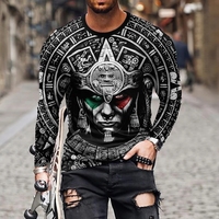 Mexico Eagle Print T Shirt For Men Fashion 3D Pattern Long Sleeve T-shirt Casual O-neck Cotton Tops Hip Hop Trend Loose Pullover