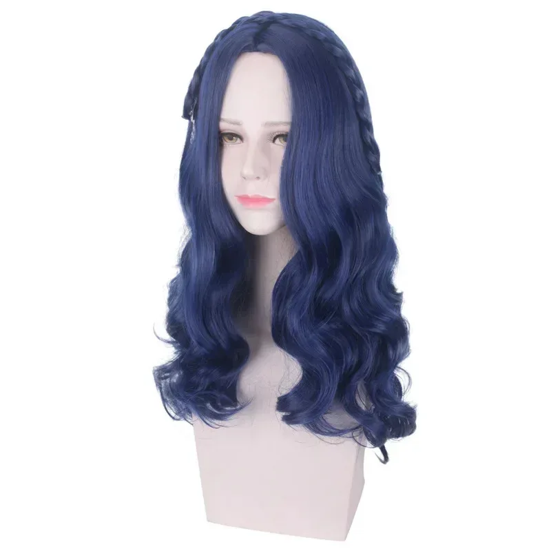 60CM Descendants 2 Evie 긴 물결 모양의 가발 코스프레 의상 여성 내열성 헤어 할로윈 파티 역할 놀이 가발