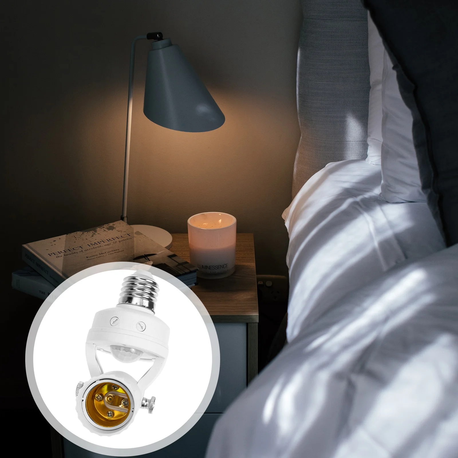 

E27 Sensor Lamp Socket Adjustable Infrared Sensor Lamp Holder Durable Pc Iron Material for Schools Hotels Corridors