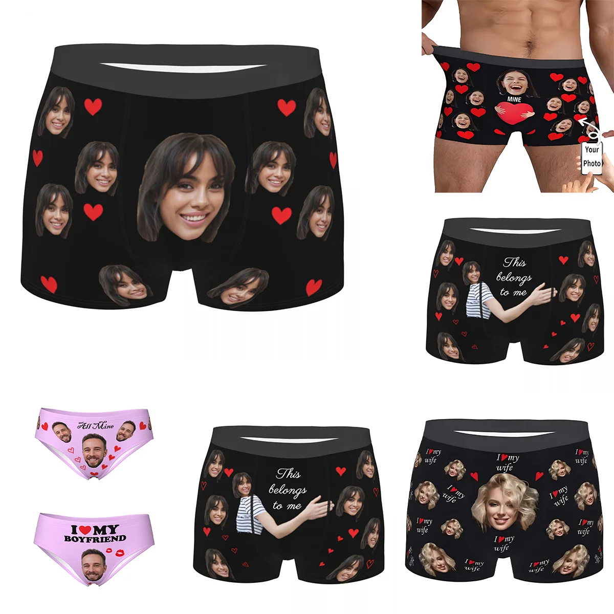 Custom Personalized Sexy Boxer DIY Your Picture Shorts Panties Man Underwear Couple Love Gifts Breathable Underpants for Homme