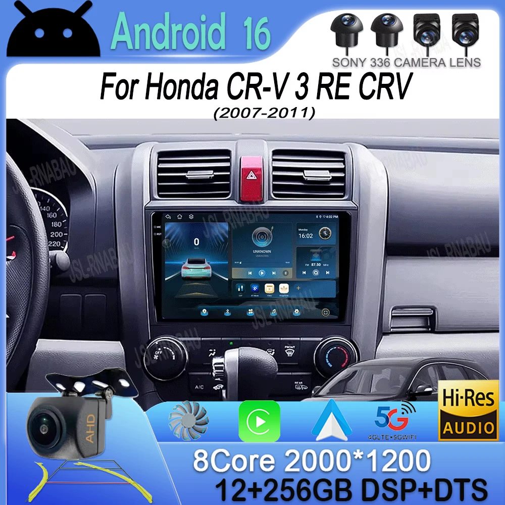 

Android 16 Carplay Car Radio For Honda CR-V 3 RE CRV 2007-2011 Navigation GPS Multimedia Video Player 2 Din DVD Stereo Head Unit