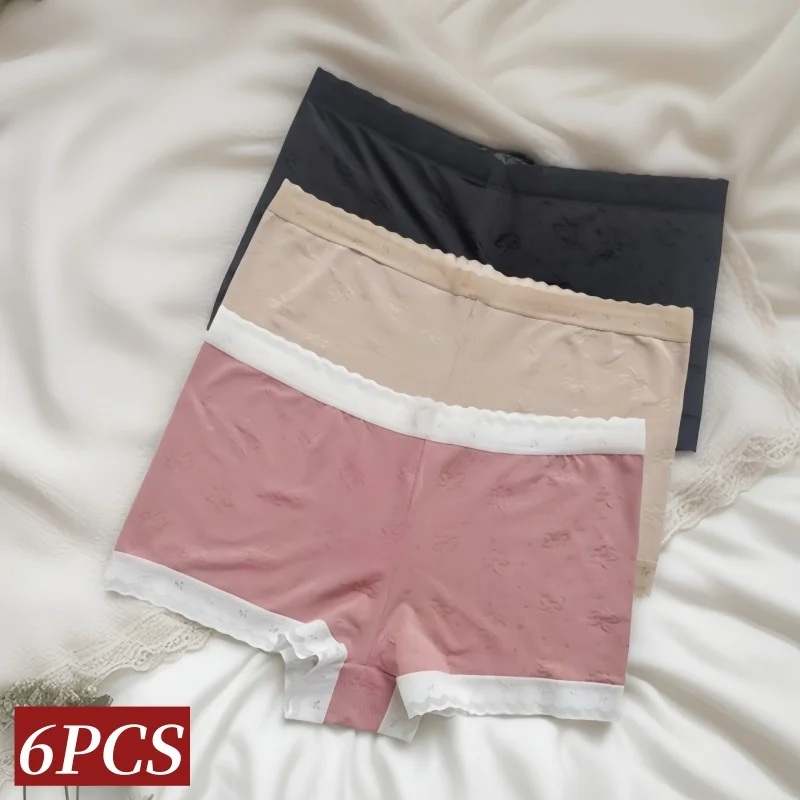 

6 шт./компл. шорты для мальчиков из ледяного шелка, бесшовное нижнее белье, женские трусы с низкой талией, женское однотонное сексуальное женское белье