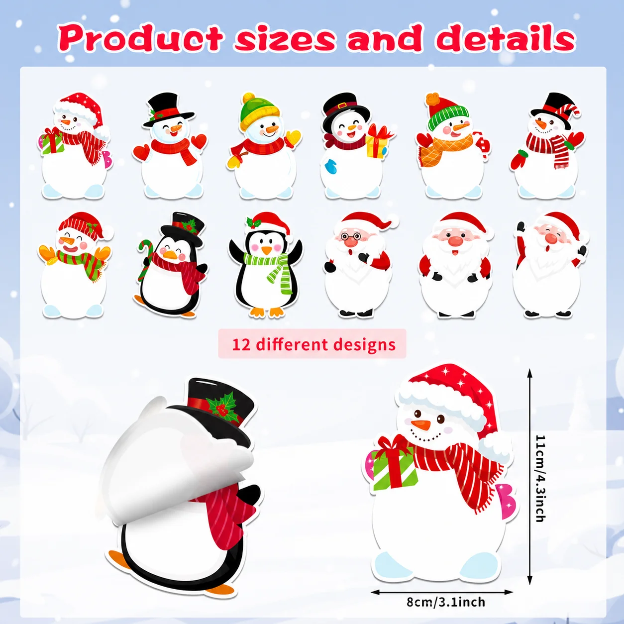Christmas Themed Die-Cut Sticky Notes 12 Pcs Cute Designs Removable Adhesive For Journal Scrapbooking Office School Supplies