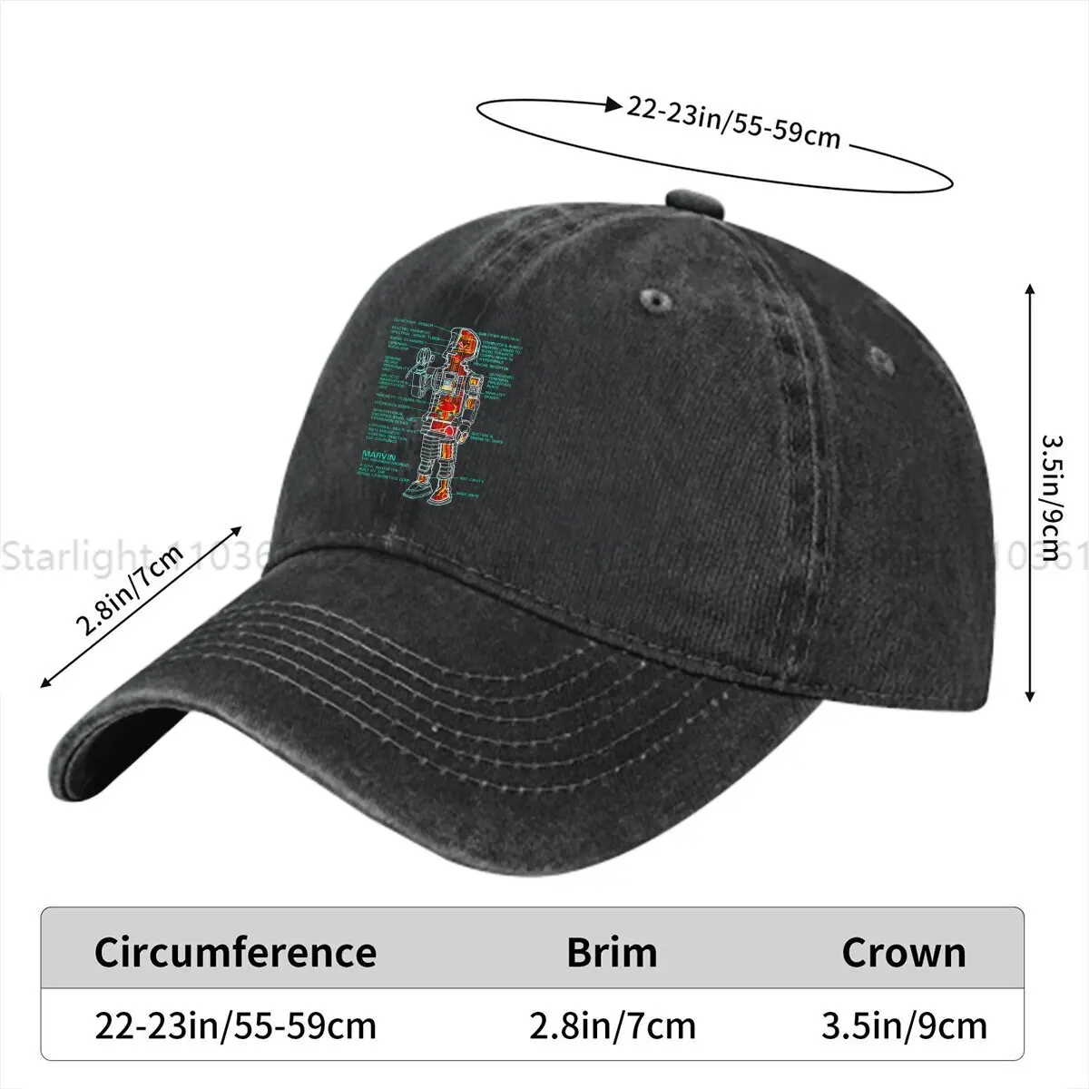 Men's Baseball Cap Marvin The Paranoid Cross Section Trucker Snapback Caps Dad Hat Hitchhikers Guide To The Galaxy Golf Hats