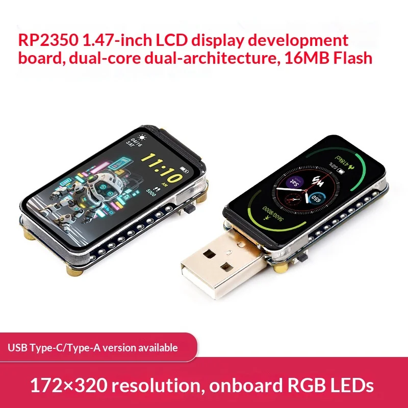 Rp2350 1.47inch Colorfullcd Screen Development Board Dual-core Dual-architecture Onboard Rgbcolorful Lamp Beads