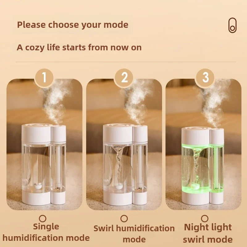 0.5-1 L Water Tornado Dragon Humidifier 5W Air Humidifier Home Office USB Plug-in Colorful Ambient Light Countertop Decoration