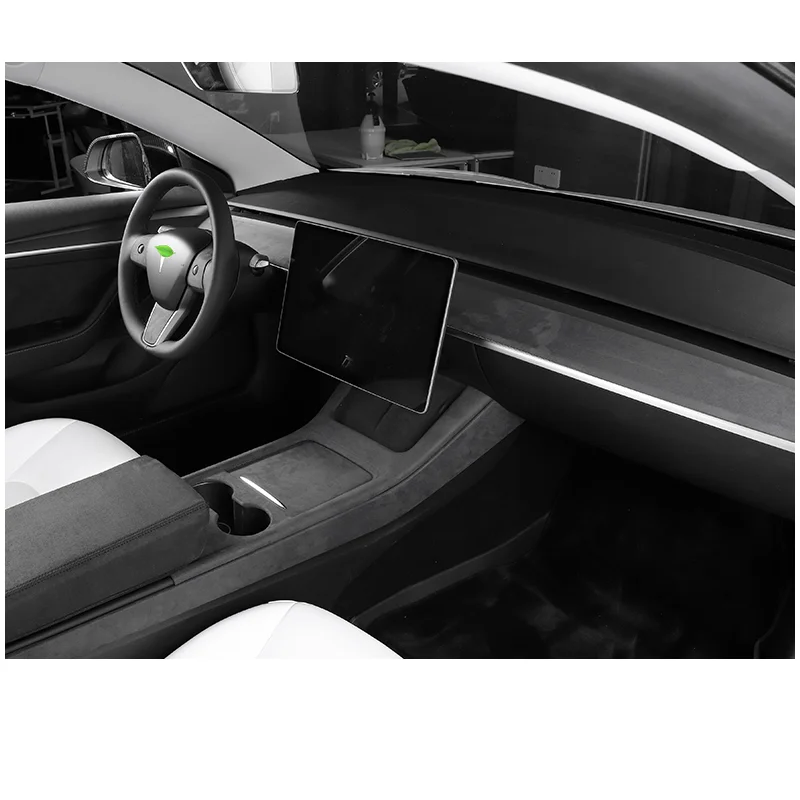 For Tesla Model 3(2021-2023)/Model Y Interior Modify Dashboard Overlays Cover & Door Wraps Decor Sticker Face -lift Trims