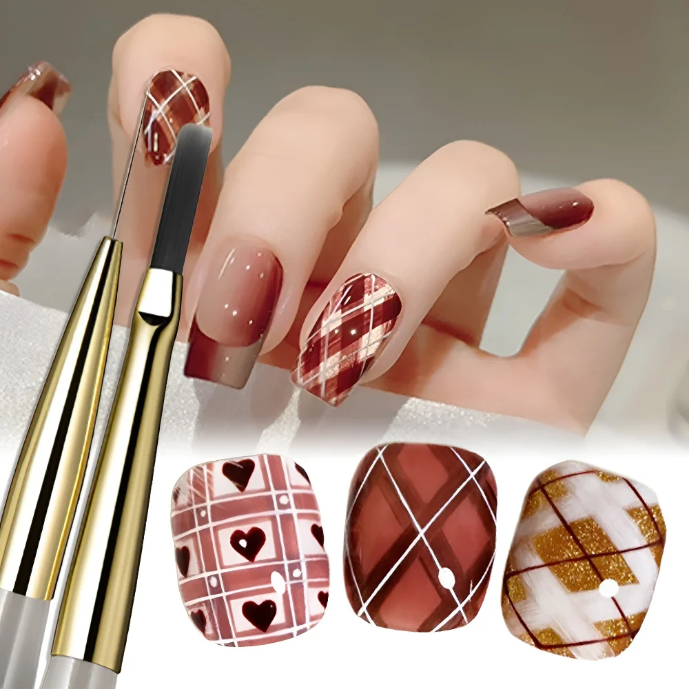 Professional Nail Plaid Art Brush For Tartan & Lines Slim Detail Drawing Painting Brush Manicure Nail Tool DIY UV Gel ./';p