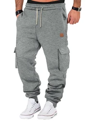 Mens Sweatpants Straight Fit Joggers for Sports and Streetwear Loose Oversized Drawstring Long Pants Men Multi-Pocket Pants