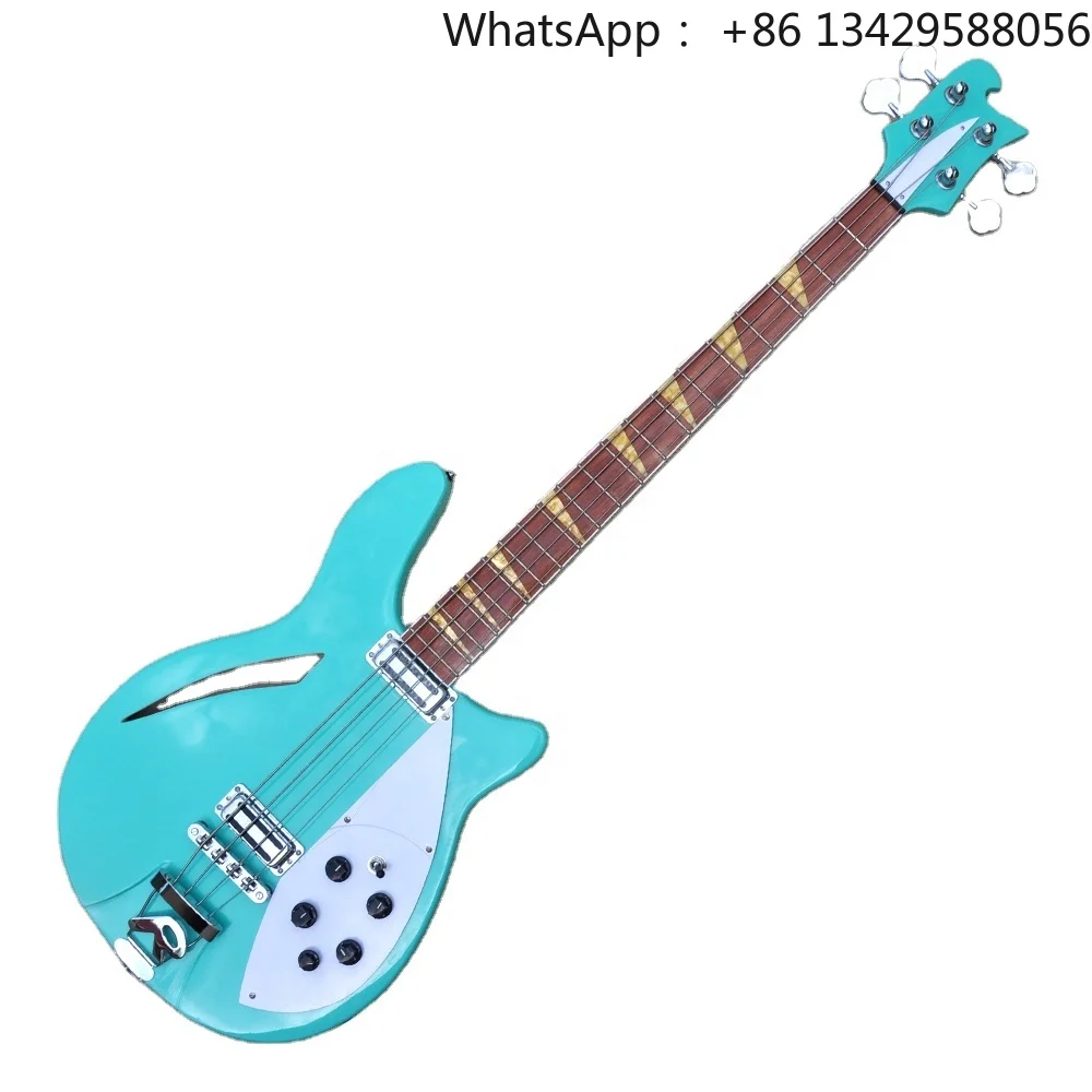 Flyoung Blue Green Electric Bass Guitar 4 Strings Electric Bass Side Hole Style Electric bass Guitar